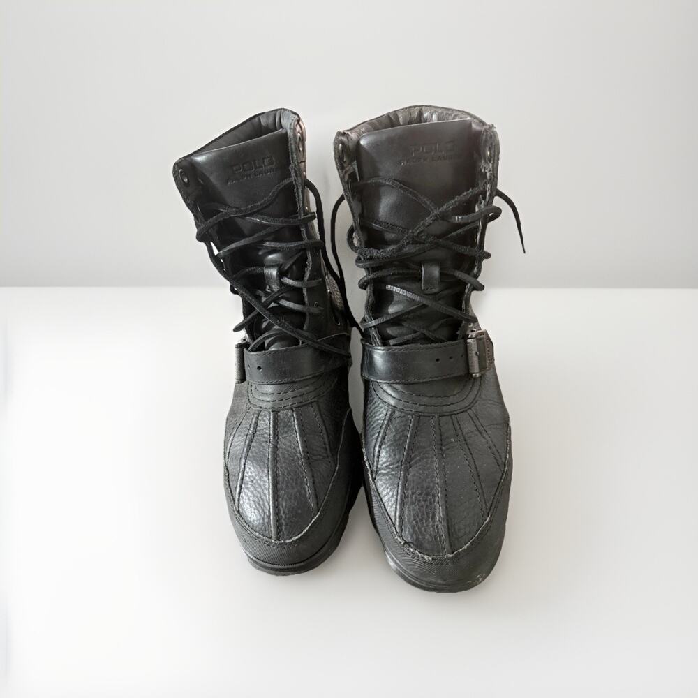 Polo Ralph Lauren Dover HI III Duck Boots Mens 9.5 Black Leather Waterproof